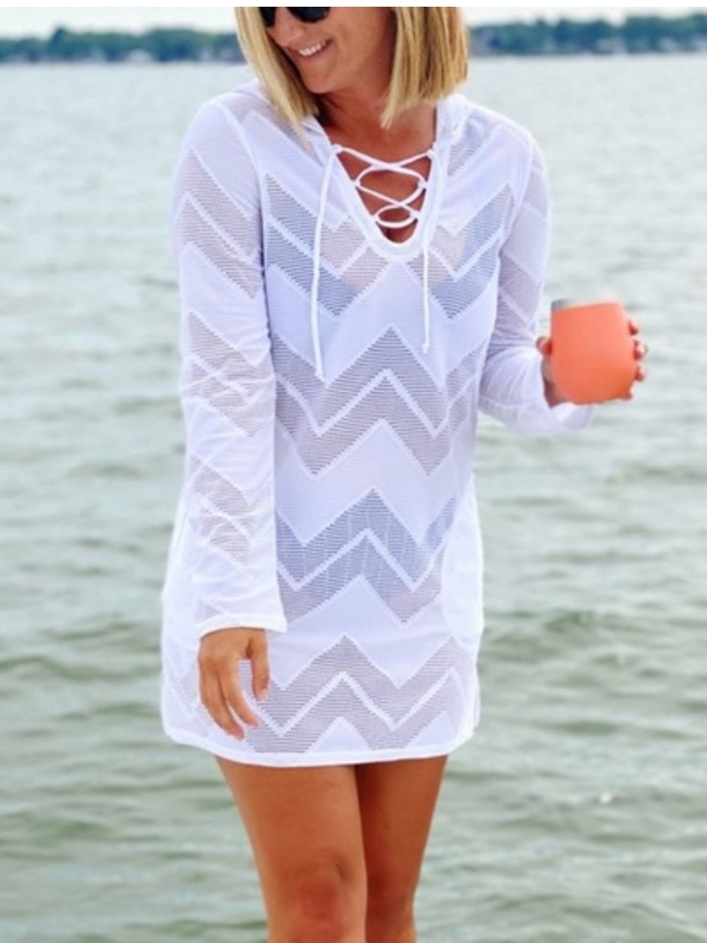 PrAna Alexia Tunic White Swim
Coverup Sz S